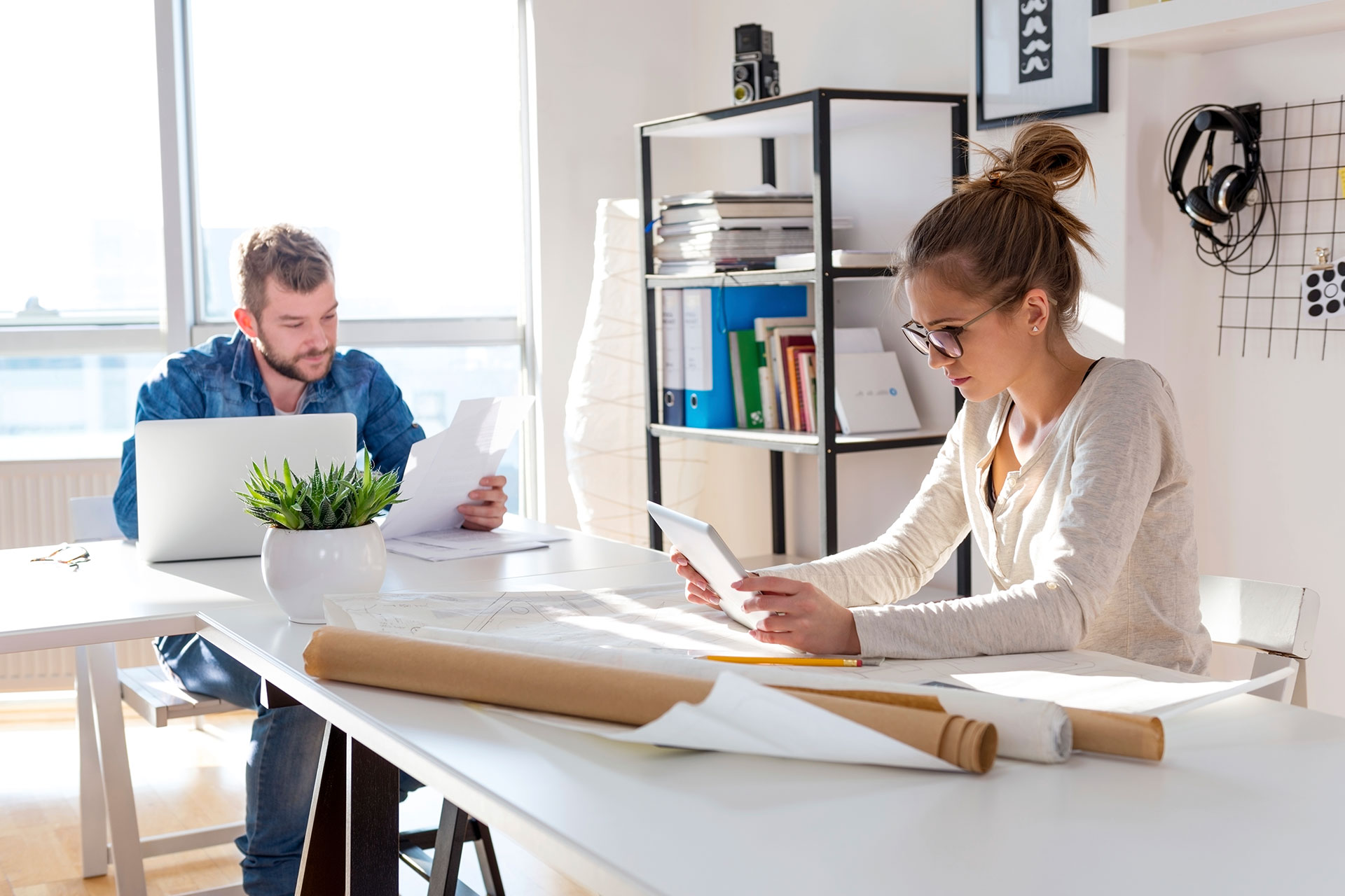 Business couple in their office 